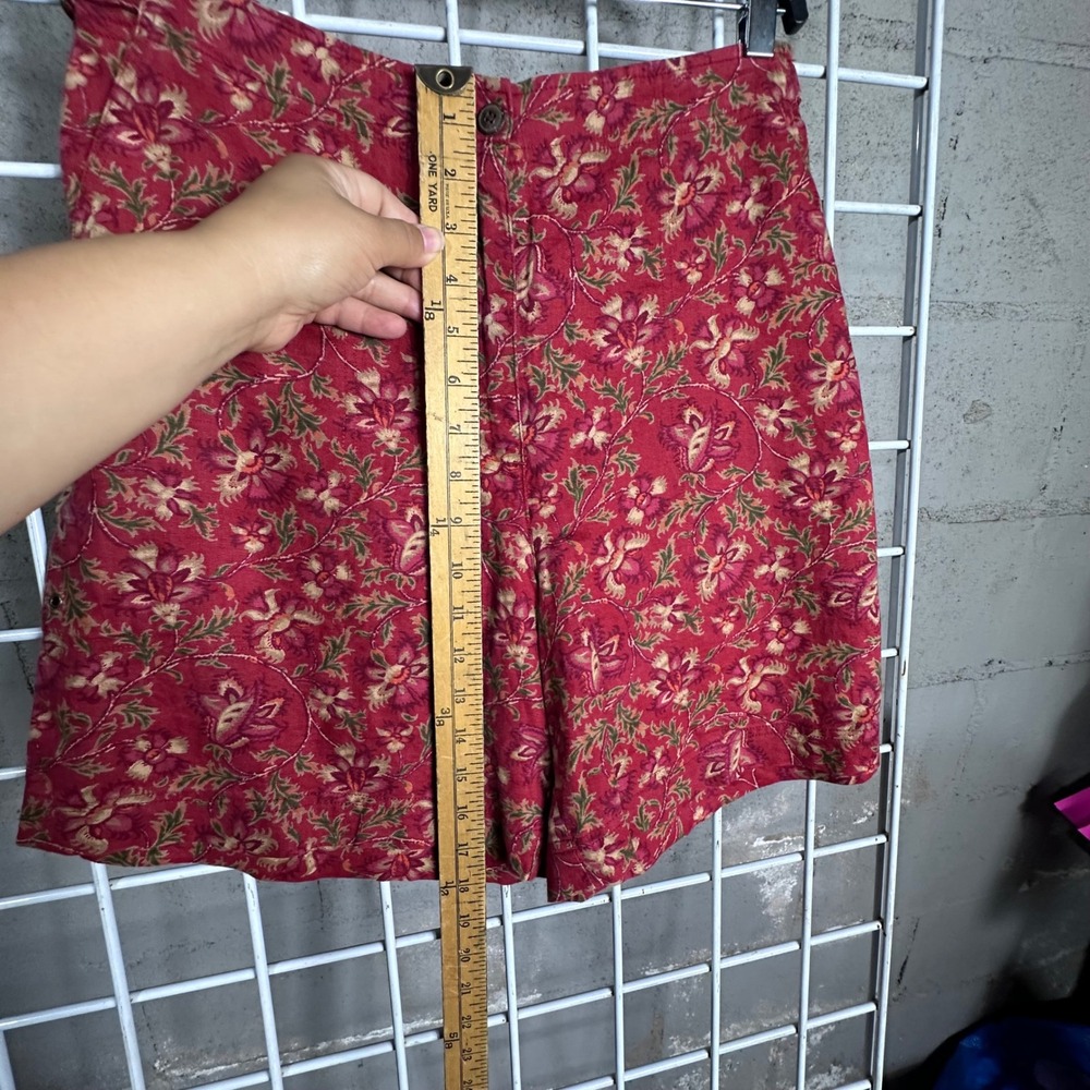Vintage‎ Ralph Lauren Red Floral Linen Shorts High Rise Paisley Print Size 8 - Picture 5 of 9